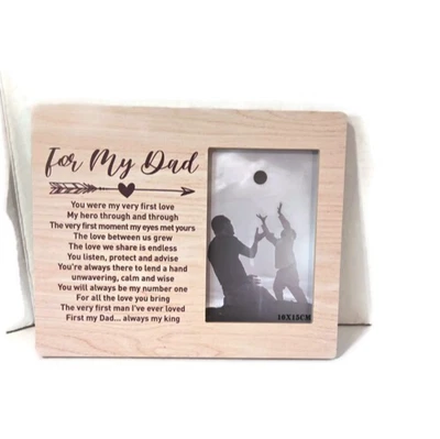 For My Dad Picture Frame 5x6 With Saying  Hang Or Stand  Wood NEW - Image 1 of 4
