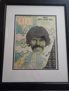 Peter Max Life Magazine Cover Pop Art Beatles 1969 Rare Full signature Framed - Picture 1 of 8
