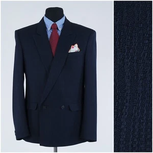 Navy Blue Double Breasted Sport Coat 40R US Size BELLINI Striped Blazer Jacket - Picture 1 of 11