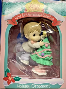 1995 Precious Moments Home For The Holidays Collection - Boy w/Tree Ornament - Picture 1 of 4