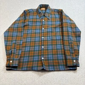 Vintage Baron Woolen Mills Shirt Men M Brown Plaid Shacket Academia Heritage 60s - Picture 1 of 7