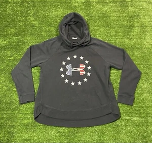 YOUTH XL Under Armour American Flag Style Loose Hoodie Scrunch Neck - Picture 1 of 8