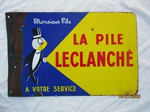 Plaque emaillee Pile Leclanche plaque publicitaire double face creation C G P - Bild 1 von 9
