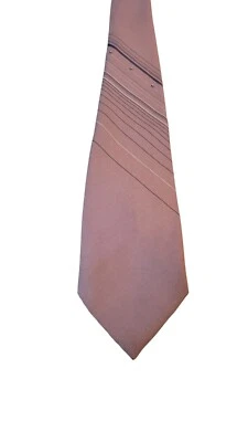 复古 Van Heusen 男式领带玫瑰色带条纹聚乙烯/丝绸 — 第 1/4 张图片