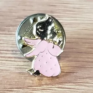 Vintage Religious Praying Angel Girl Metal Pink Enamel Lapel Pinback Pin PI1 - Picture 1 of 9