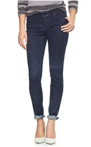 GAP 1969 Metallic Always Skinny Jeans, Navy, Cotton Blend, Size 30, Pre-owned - Picture 1 of 9