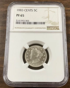 1883 with CENTS Liberty Nickel - NGC PF65 V NICKEL PROOF. - Picture 1 of 9