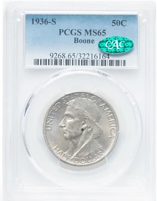 1936-S Boone Commemorative Half- 50c - PCGS MS65 CAC - Image 1 of 2