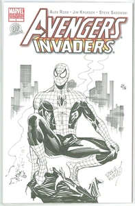 AVENGERS INVADERS #1 DYNAMIC FORCES SIGNED PABLO MARCOS SPIDER-MAN SKETCH B COA - Picture 1 of 2