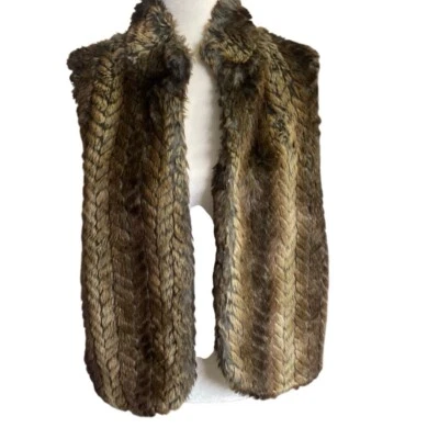 Ecote Faux Fur Vest Brown Tan Super Soft Lined With Pockets Size Large - Image 1 of 4