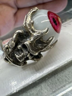 红眼球哥特式戒指纯银 925 尺码 11 — 第 1/4 张图片