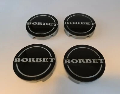 4X Borbet Classic Nabendeckel schwarz 56mm Nabenkappe Felgendeckel - Bild 1 von 2