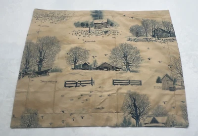 Vintage New Crown Crafts Pillow Late Snow Toile Standard Sham Blue Tan USA Made - Image 1 of 4