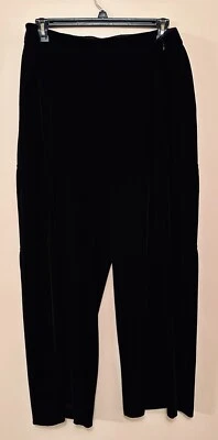 Soft Surroundings Black Velvet Pants Wide Leg Women's 2X 22W Elastic Waist - Image 1 of 4