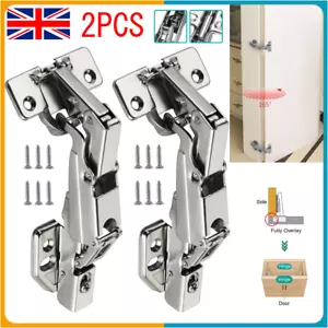 2 Pack Kitchen 35mm Soft Close Cabinet Unit Door Hinges Angular 165 Degree UK - Picture 1 of 16