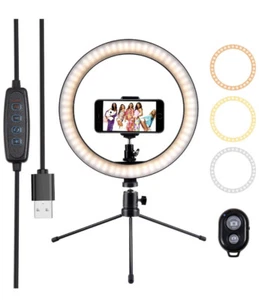 10" Selfie LED Ring Light With Tripod Stand Phone Holder For Live Stream Makeup - Picture 1 of 6