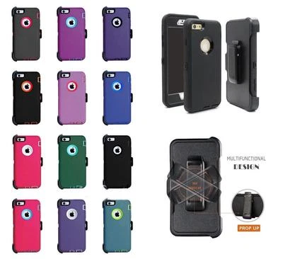 For iPhone SE2/8/7/6 Case Military Shockproof Defender Cover w Belt Clip Holster - Image 1 of 4