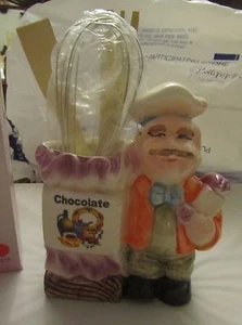 Porzellan Küchenutensilien Halter mit 3 Werkzeugen, Fat Chef & Schokolade, 10" - Bild 1 von 8