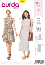 Burda Easy SEWING PATTERN 6339 Damenkleid mit Bund, Größen 8-18