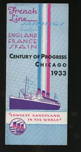 1933 French Line Schedule & Rates Brochure - Chicago Century of Progress Edition - Bild 1 von 1