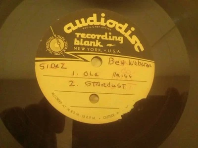  acetate  Ben Webster  1960s 1 Side 2 Song -Ole Miss/stardust  Vg/Vg+( Read Pl.) - Image 1 of 4