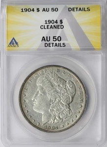 1904 $1 Morgan Dollar ANACS AU50 Details Cleaned - Picture 1 of 4