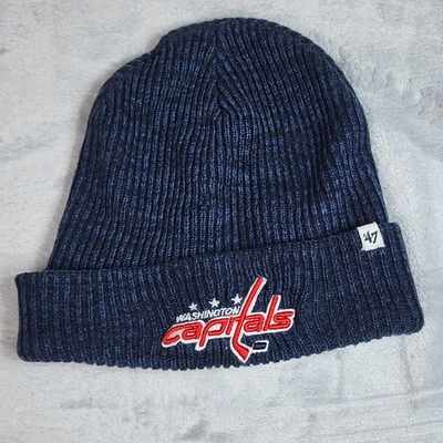 Gorro gorro Washington Capitals para hombre azul NHL hockey puños tejido acanalado invierno Foto 1 de 4