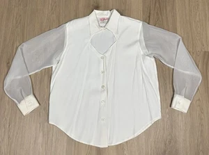 Byer California Kragen transparentes Langarm Oberteil Kleid Größe Medium creme mit Schlüsselloch - Bild 1 von 20