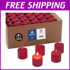 Candele Votive Rosse, Confezione da 72, Senza Profumo, Brucia 10 Ore - Foto 1 di 9