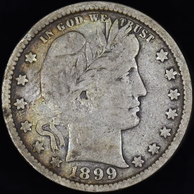 1899-P BARBER QUARTER ✪ VF VERY FINE DETAILS ✪ 25C SILVER COIN AB ◢TRUSTED◣ - Image 1 of 2