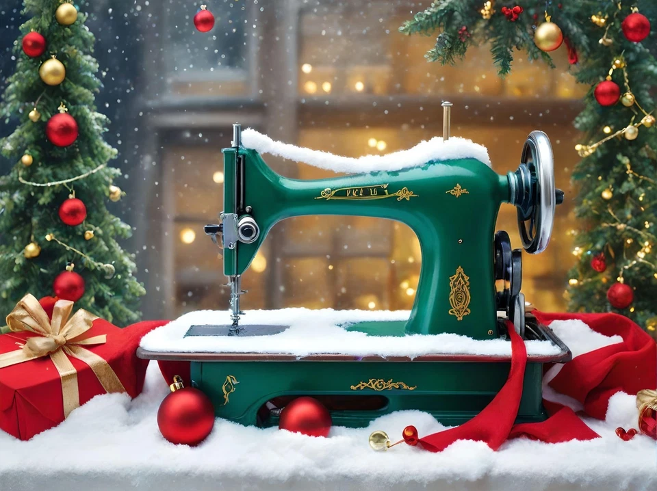TRENDING TEXTILES Can Be Personalised on Front Xmas Card Greeting Christmas Custom Sewing Machine