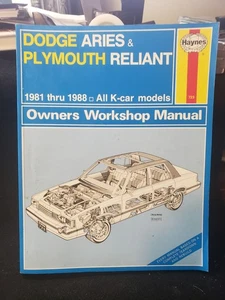 Haynes Repair Manual 723 Dodge Aries Plymouth Reliant 1981 Thru 1988 Service - Imagen 1 de 2