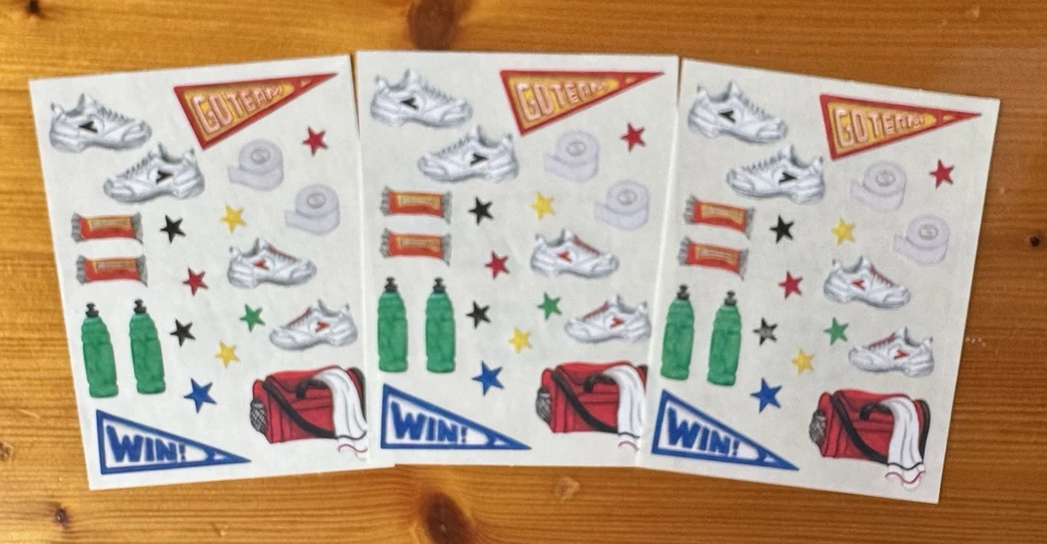 Creative Memories lot of 3 Block 4"x5" Stickers- Sports, Go Team, Gym Bag, stars - Image 1 of 1