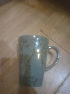 Roscher Stoneware "SHANA" Collection Coffee Mug Cup Green Leafs 5.5" Tall 4 Wide - Picture 1 of 5