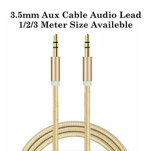 AUX Stereo Cable Mini Jack Auxiliary Car Lead Male Audio Gold Plated 1m 3.5mm - Picture 1 of 9