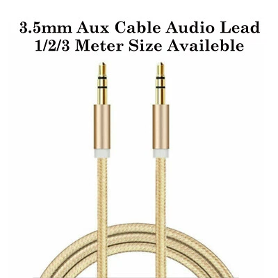 AUX Stereo Cable Mini Jack Auxiliary Car Lead Male Audio Gold Plated 1m 3.5mm - Image 1 of 4