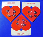 Znak PRZYPINKA Walentynki Vintage ZESTAW 3 LOVE BUG HEART Red Monster 1993 Broszka NOWA