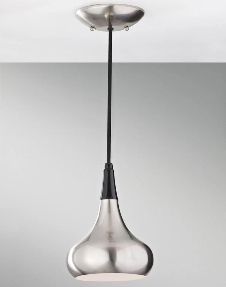 Feiss Belle 1 灯 7 英寸迷你吊坠,拉丝钢,P1254BS — 第 1/1 张图片