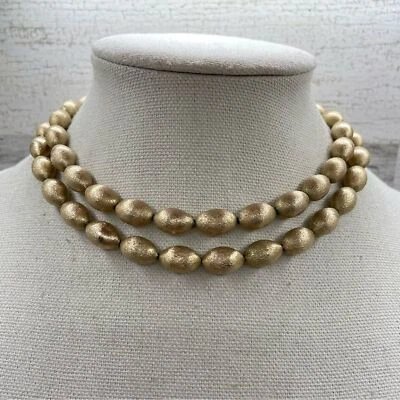 Vintage Signed Vogue JLRY Gold Tone Two Strand Pearl Beaded Statement Necklace - Изображение 1 из 4