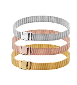 925 Silver Plated Reflexions Bracelet Rose Gold Silver Gold Reflexion - Picture 1 of 11
