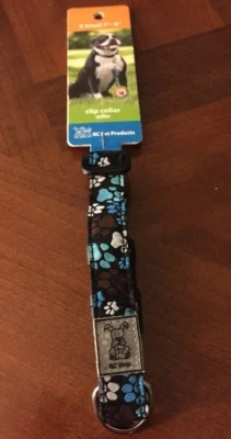 New RC Pet Products Clip Dog Collar XSmall Pitter Patter Blue Chocolate Paws - Image 1 of 4