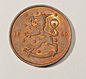 Finlandia * 10 penniä * rame * 1940 * condizioni buone * 1+ * TIMBRO LUCIDO - Foto 1 di 2