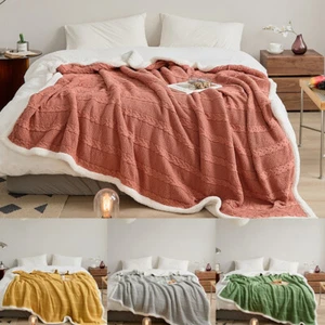 Gift Velvet Fleece and Knit Blanket Soft Thick Bed Sofa Couch Throw Cover - Picture 1 of 40