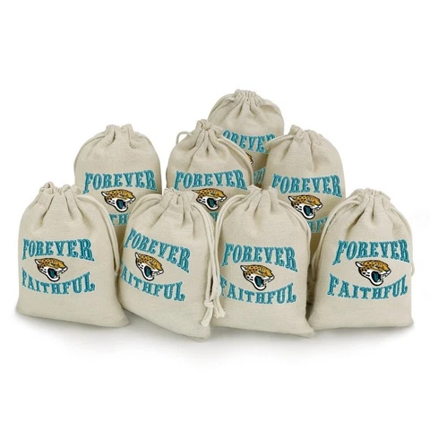 8PCS Forever Faithful Jacksonville Jaguars Cotton & Hemp Bunches Pocket Mini Bag Cover