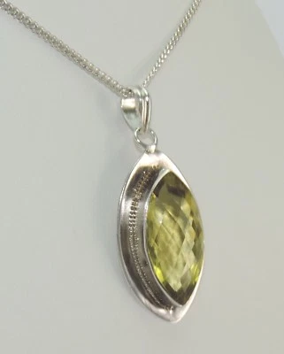 Vintage Kette & Anhänger mit Citrin / 925er Silber / ca.50 cm - Bild 1 von 4