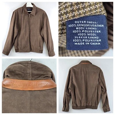 Daniel Cremieux Collection Real Suede Leather Bomber Jacket Wool Houndstooth EUC - Image 1 of 4