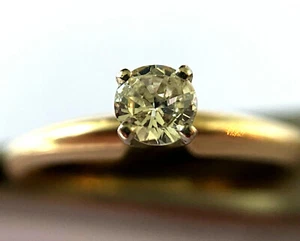 14KP Yellow Gold 0.25ct Round Diamond Ladies Engagement Solitaire Ring Size 5.75 - Picture 1 of 12
