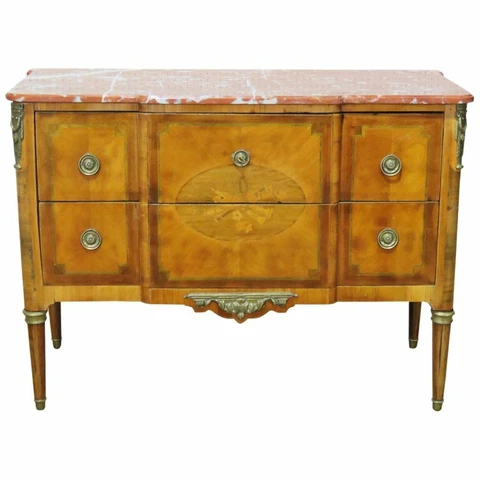 Superb French Antique Marble Top Louis XV Bronze Mounted Commode Dresser C1930 Cover