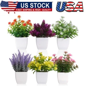 6Pcs Artificial Pot Flowers Small Fake Plants with Pot Mini Potted Plants Office - Picture 1 of 8