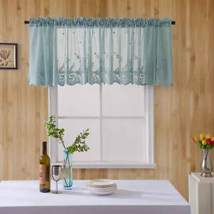 Lace Valance Windows Floral Embroidered Semi Sheer Curtain for Kitchen Cafe - Picture 1 of 11